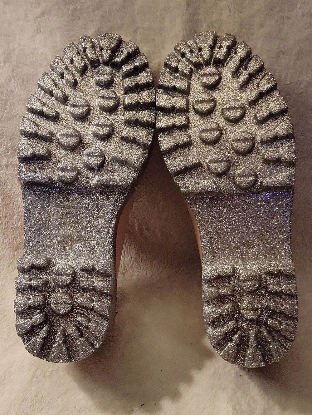 Melissa Blush And Silver Glitter Platform Royal Loafers Size 7